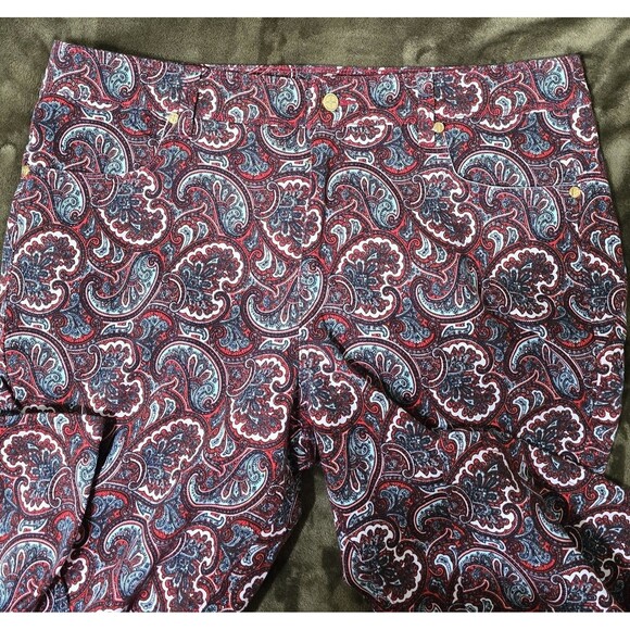 IMAN Women's Zip Up Boot Cut Paisley Pants Dark Red Size 14 - Picture 4 of 6